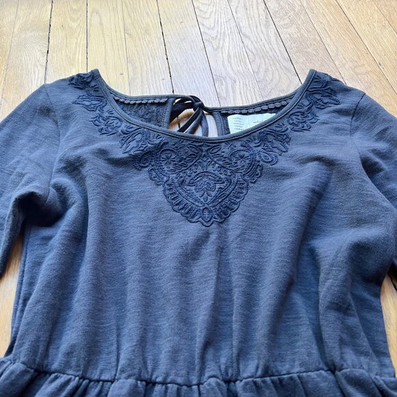 Anthropologie Saturday Sunday Size S Gray Ellie Long Sleeve Embroidered Dress - Picture 8 of 16